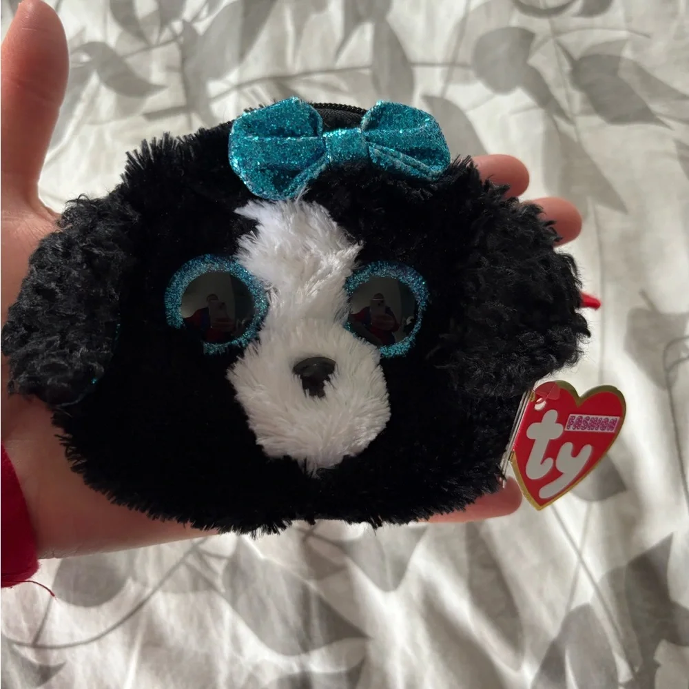 Ty Beanie Black and White Dog Plush Purse - Picture 4 of 4